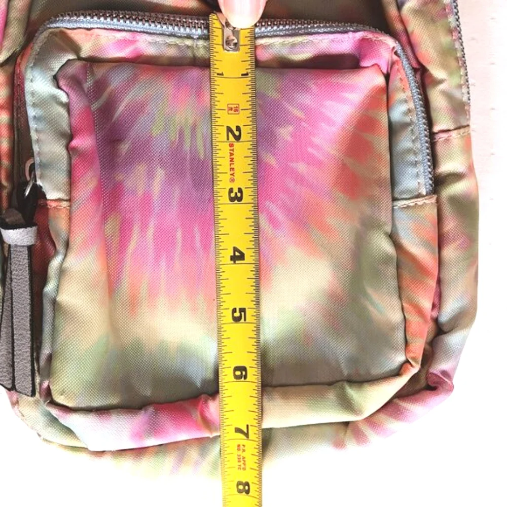 Rainbow Tie-Dye Slingback Bag Colorful Travel Backpack - Picture 15 of 16